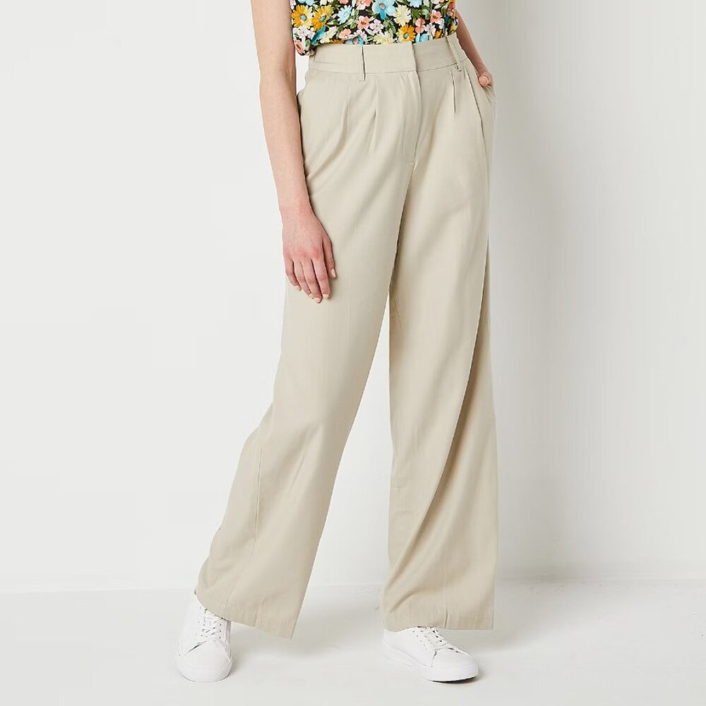 Byer California-Juniors Relaxed Fit Wide Leg Trouser, XL Beige